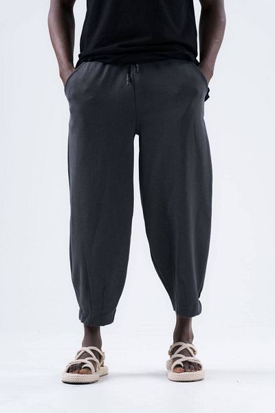 SUPERBLUE Men's Elastic Waist Loose Smoked Jogger Baggy Trousers