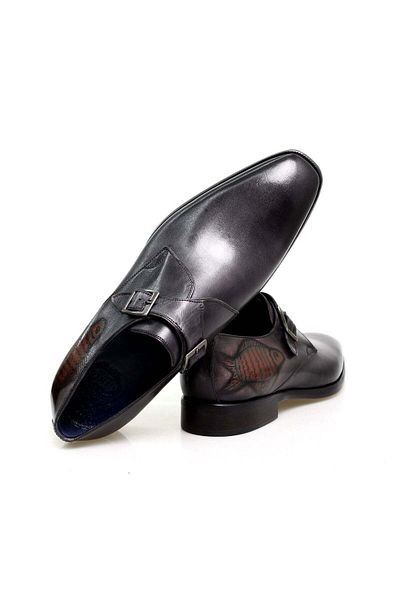 Butik Gray Color Lace-Up Genuine Leather Men's Shoes