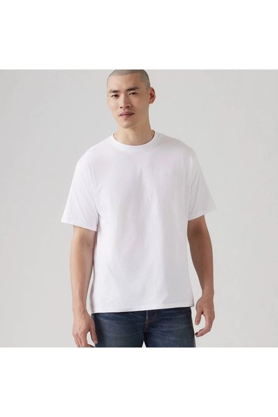 Levi's Tricou alb pentru bărbați, stil vintage, cu gât crew - A0637-0000