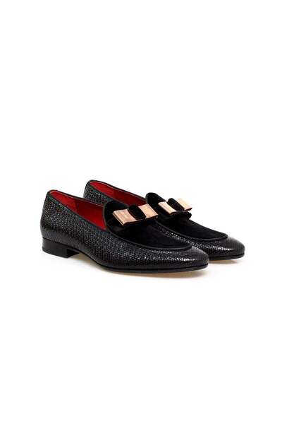 Butik Black Color Laceless Genuine Leather Men's Shoes