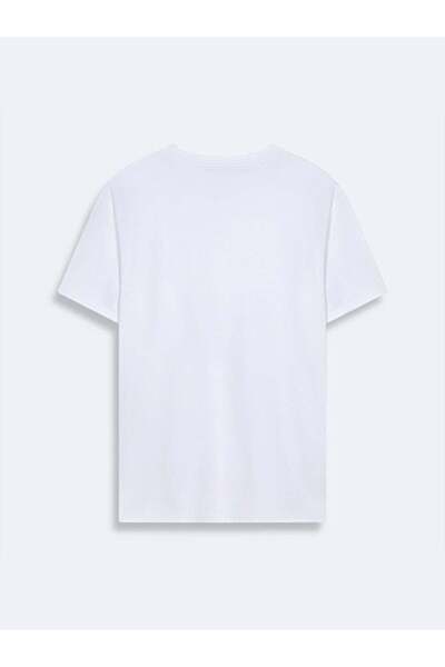 Ltb Tricou alb cu mânecă scurtă, de bază, cu gâtul O