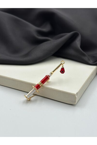 Unzilee Şırınga Konseptli Hemşire Broş Yaka İğnesi