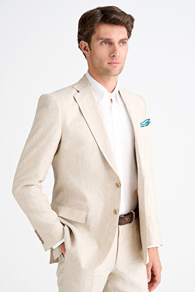 Edwards Erkek Natürel Solbiati Keten Takım Elbise