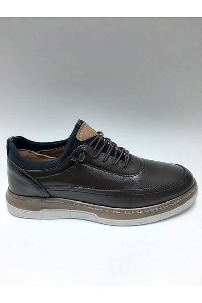 Pabuç Shoe Genuine Leather Lightweight Laceless Brown Summer Men's Shoes