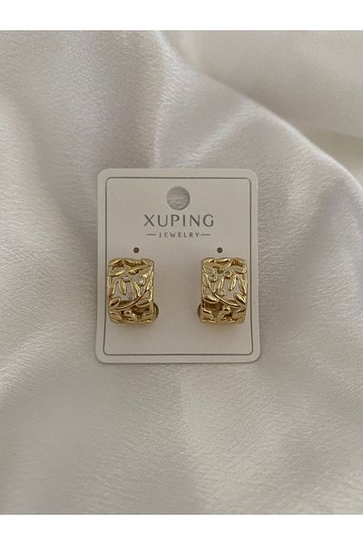 XUPING JEWELRY Ivy Detail Hoop Steel Earrings