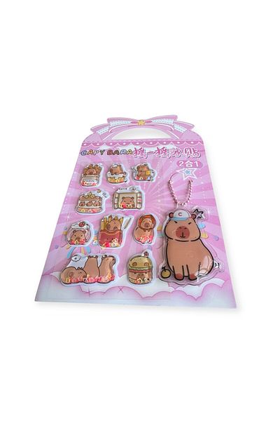 Polin Capy Bara Embossed Juicy Sticker Set with Keychain Gift