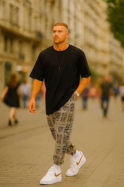 SUPERBLUE Ανδρικό παντελόνι με καρό σχέδιο καφέ Jogger Shalwar