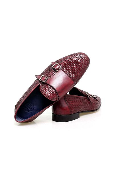 Butik Bordo Color Laceless Genuine Leather Men's Shoes
