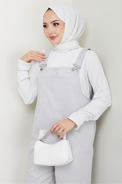 Bestenur Single Pocket Gardener Overalls 1553 - Gray