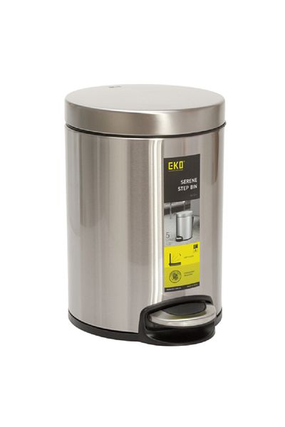 EKO Serene Stainless Steel Soft Closing Step Bin Silver 5 Liter