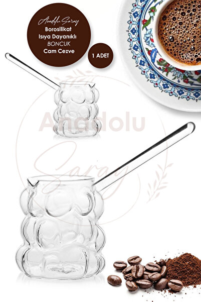 Home Isıya Dayanıklı Borosilikat Boncuk Model Cam Cezve | Borasilikat Cam Lüx Cezve - 1 ADET
