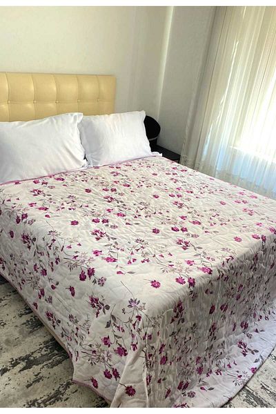 Özyuvam Quilted Cotton Fiber Filled Double Floral Patterned Pique