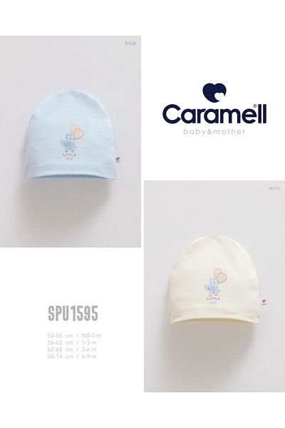 Caramell My Baby Kumsal Soft Color Balloon Elephant Printed Baby Hat/Beret //1595
