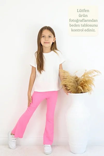FESSHERA KİDS 🌟 Girls' Stretchy Fabric Ruffled Spanish Leggings Casual and Stylish Leggings for Little Princesses 🌟