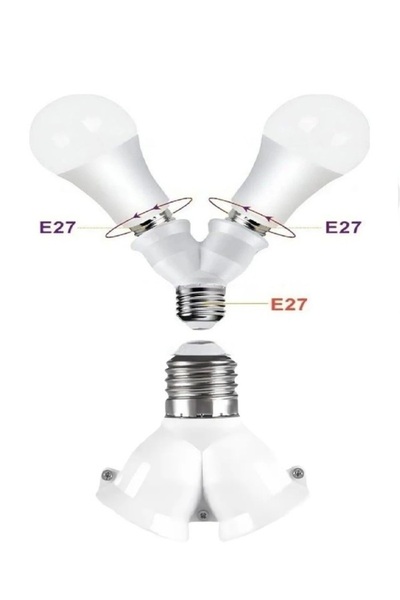 Vwin E27 Duy Çoğaltıcı Ampul Led Taban 2xE27 Dönüştürücü