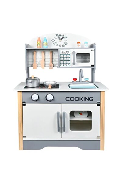 LITTLE ANGEL Kids Wooden Cooking Toy – Modern Pretend Kitchen Playset With Ac...