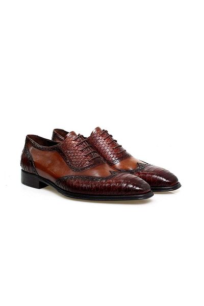 Butik Tan Color Lace-Up Genuine Leather Men's Shoes