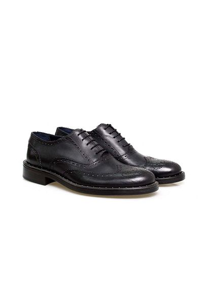 Butik Black Color Lace-Up Genuine Leather Men's Shoes