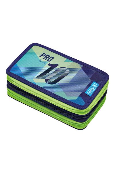 Herlitz Herlitz pencil case, Green Goal motif, 31 pieces, 3 zippers, 19 x 11.5 x 7 cm