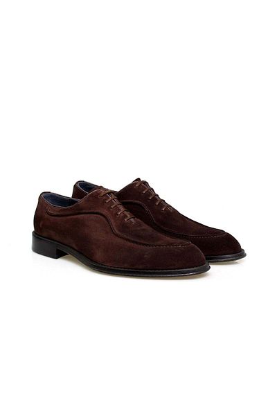 Butik Brown Lace-Up Genuine Leather Suede Men's Shoes