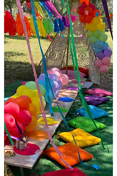 Kumru Çeyiz Renkli Minderler Rengarenk 40x40cm Ipli Bağlamalı Sandalye Minderi Karışık 4 Farklı Renk