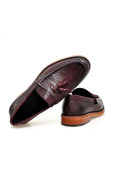 Butik Bordo Color Laceless Genuine Leather Men's Shoes