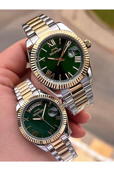 Slazenger 10 Atm Water Resistant Couple Watch Special for Men and Steel Cord Couples Els.Cf001