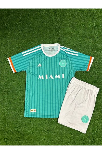 MONTENERO Inter Miami 2024/25 New Season Lionel Messi Kids Shirt (Turquoise)