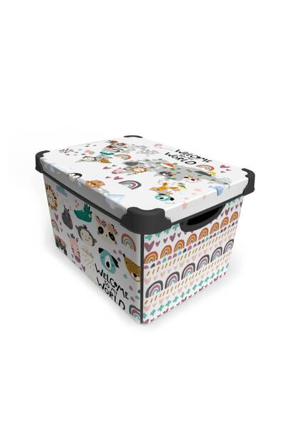 teknotrust Box for Toys with Colorful Animal Figures, 22 Lt, Regular Storage Solution