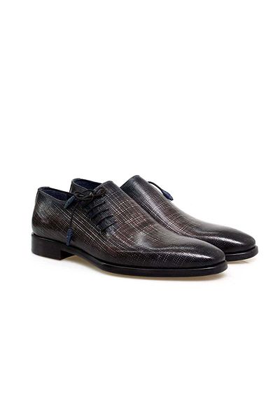 Butik Gray Color Lace-Up Genuine Leather Men's Shoes