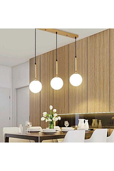 Jiju Chandelier With 3 White Globes Matt E27 Max 60w/bulb