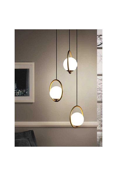 LightPlanet Chandelier On Cable With 3 Globes Matt White E27 x3