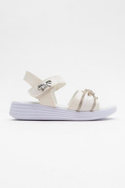 CCWAY AYAKKABI Children's Teddy Bear Stone Sandals White