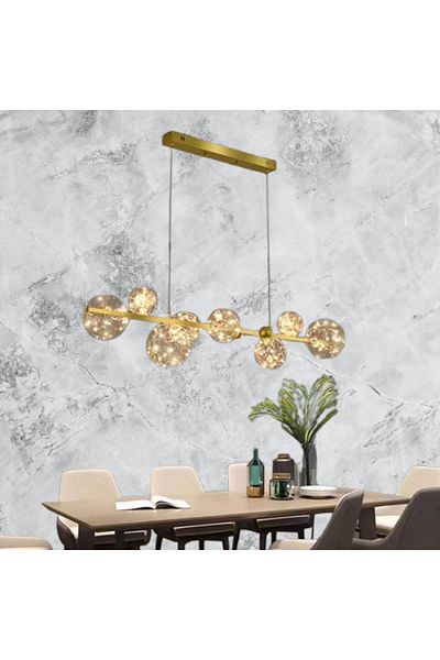 Jiju Modern Led Chandelier 70w With 8 Transparent Globes