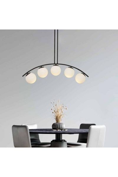 LightPlanet Lustra Negru cu Glob alb Moderna E27x3 Lungime 67cm