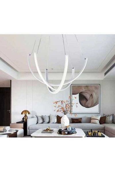 Jiju Silver Led Chandelier With 2.4g Wifi Remote Control Light/cold/warm/neutral Adjustable Intensity