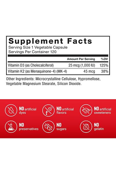 force factor Vitamin D3 K2 120 Capsules
