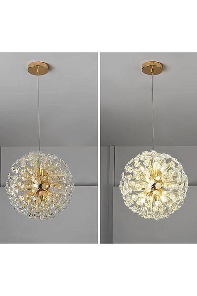 Jiju Chandelier Crystal Globe Gold D30cm