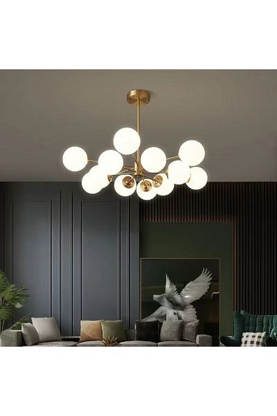 Jiju Led Chandelier Modern 12 Globe Matte G9 Socket Bulbs Not Included