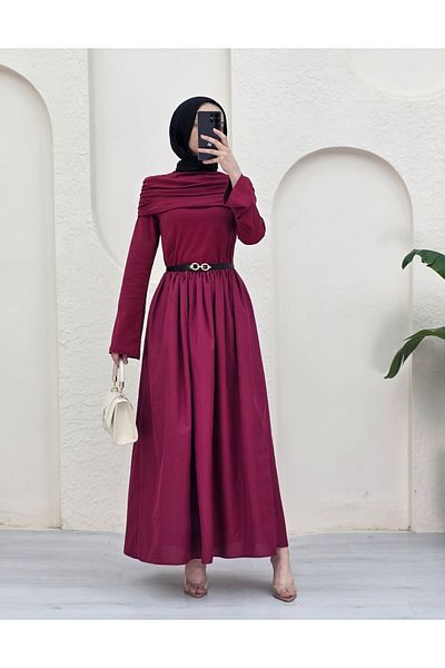 Modamorfo Φόρεμα Sendy Two Piece Πλισέ με Ποπλίνα Φούστα - Μπορντό