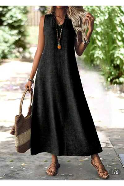 Cardee Carde V-Neck Linen Root Dye Long Dress