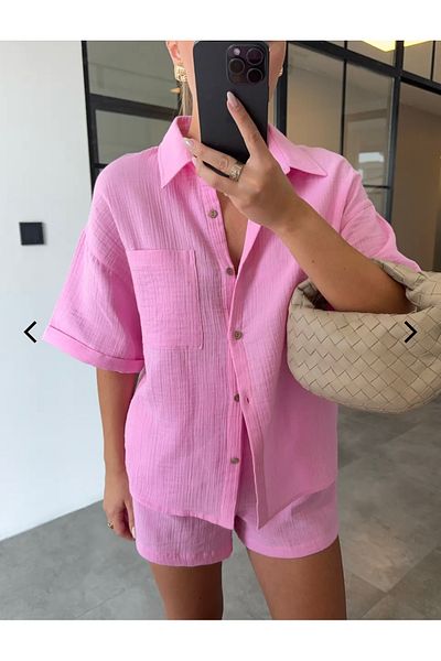 DUSOHOME Cămașă cu mânecă scurtă Pantaloni scurți Set de muselină