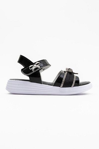 CCWAY AYAKKABI Children's Stoned Velcro Sandals Black