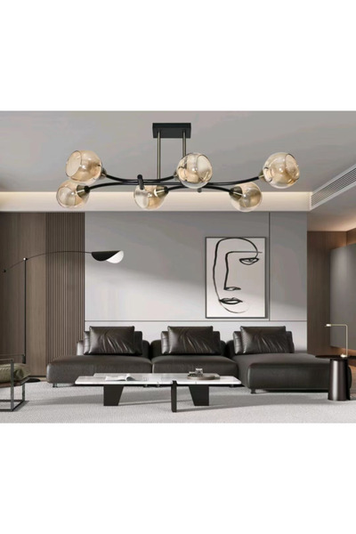 LightPlanet Lustra Cu Fasung E27 x 6 maxim 60w/bec Abajur Gold fumuriu