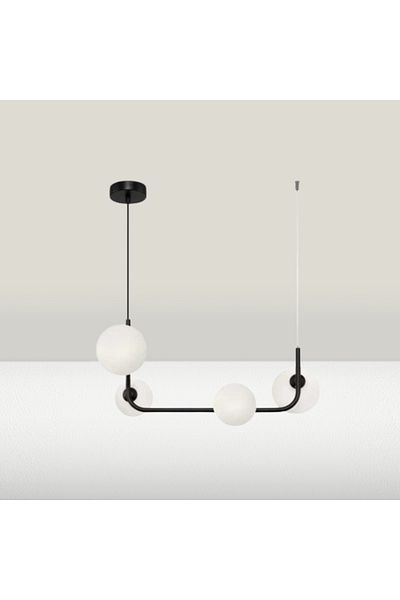 LightPlanet Black Pendant Lamp With 4 Matte White Globes E27x4