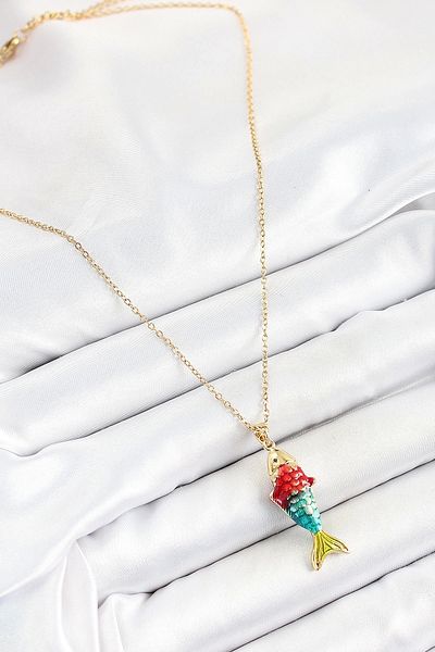 Clariss 316L Steel Chain Mixed Color Fish Model Gold Women's Necklace
