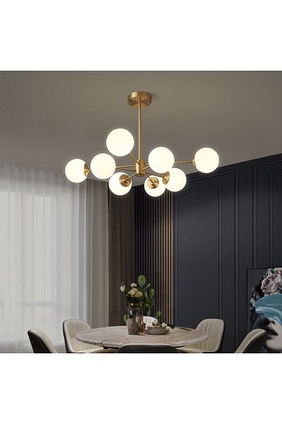 LightPlanet Modern LED Chandelier 8 Globe Matte Bulbs Not Included