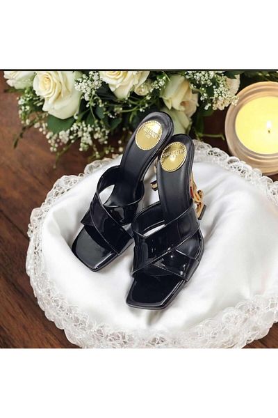 DERİ KABUSU New Season Trend Women's Heel Slippers T-009