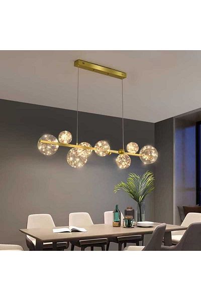 Jiju Modern Led Chandelier 70w With 8 Transparent Globes