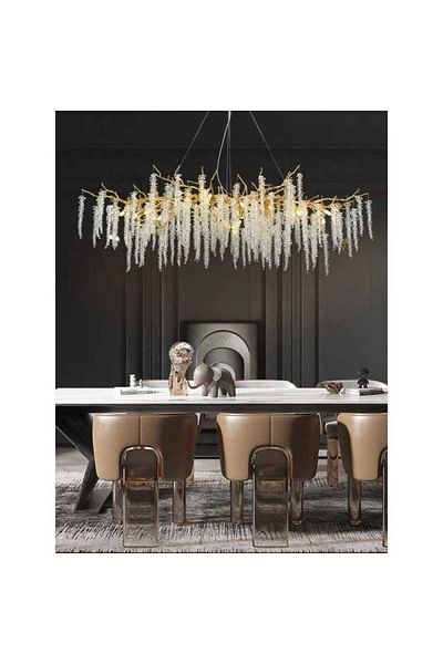 LightPlanet Chandelier Metal Gold Crystal 15xE14 D1500mm